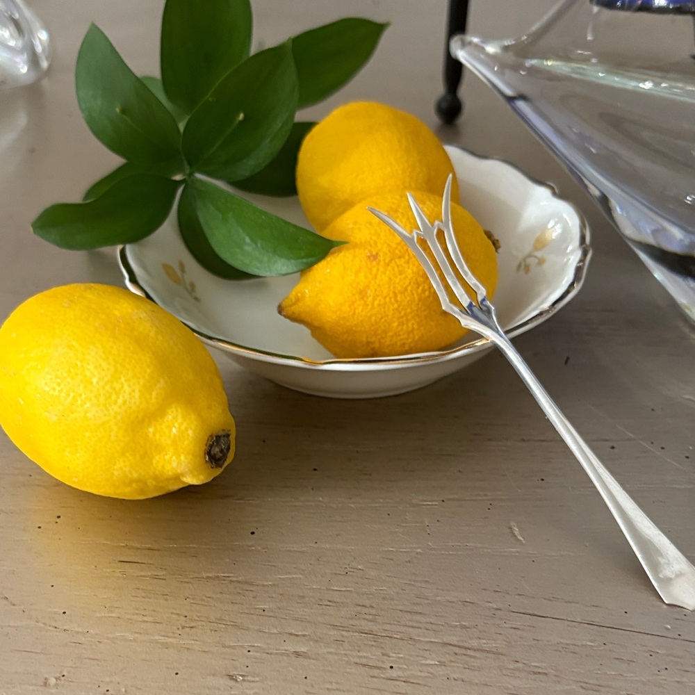 Sterling Lemon Fork with China Bowl